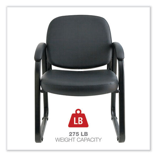 Image of Alera® Alera Genaro Series Fabric Half-Back Sled Base Guest Chair, 25" x 24.80" x 33.66", Black Seat, Black Back, Black Base