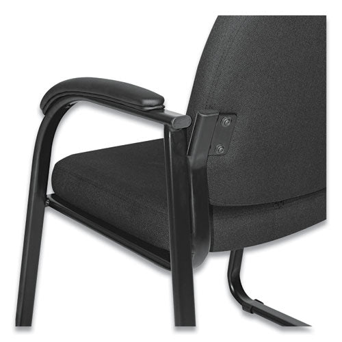 Image of Alera® Alera Genaro Series Fabric Half-Back Sled Base Guest Chair, 25" x 24.80" x 33.66", Black Seat, Black Back, Black Base