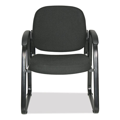 Image of Alera® Alera Genaro Series Fabric Half-Back Sled Base Guest Chair, 25" x 24.80" x 33.66", Black Seat, Black Back, Black Base