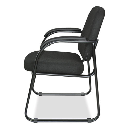 Image of Alera® Alera Genaro Series Fabric Half-Back Sled Base Guest Chair, 25" x 24.80" x 33.66", Black Seat, Black Back, Black Base