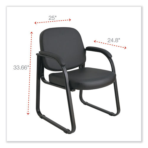 Image of Alera® Alera Genaro Series Faux Leather Half-Back Sled Base Guest Chair, 25" x 24.80" x 33.66", Black Seat, Black Back, Black Base