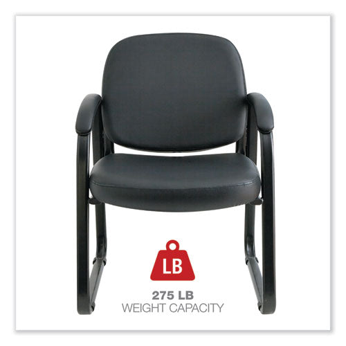 Image of Alera® Alera Genaro Series Faux Leather Half-Back Sled Base Guest Chair, 25" x 24.80" x 33.66", Black Seat, Black Back, Black Base