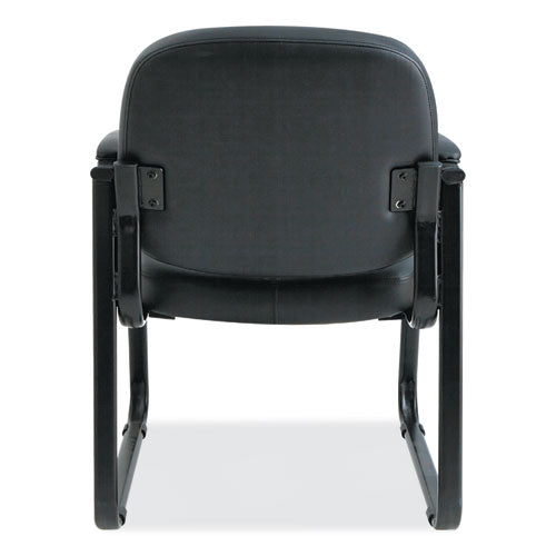 Image of Alera® Alera Genaro Series Faux Leather Half-Back Sled Base Guest Chair, 25" x 24.80" x 33.66", Black Seat, Black Back, Black Base