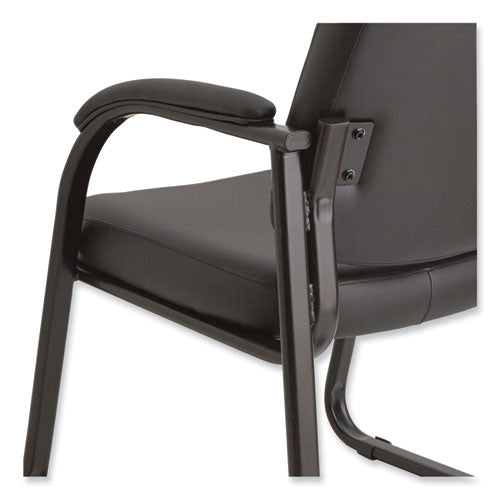 Image of Alera® Alera Genaro Series Faux Leather Half-Back Sled Base Guest Chair, 25" x 24.80" x 33.66", Black Seat, Black Back, Black Base
