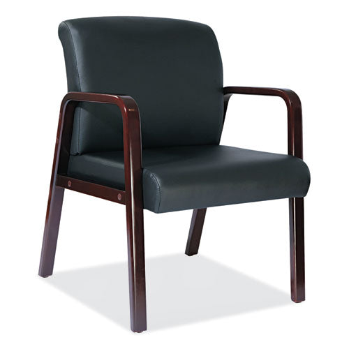 Image of Alera® Alera Reception Lounge WL Series Guest Chair, 24.21" x 24.8" x 32.67", Black Seat, Black Back, Mahogany Base
