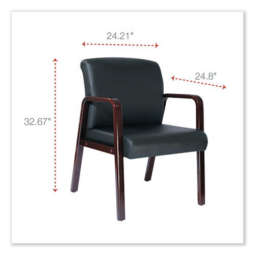 Image of Alera® Alera Reception Lounge WL Series Guest Chair, 24.21" x 24.8" x 32.67", Black Seat, Black Back, Mahogany Base