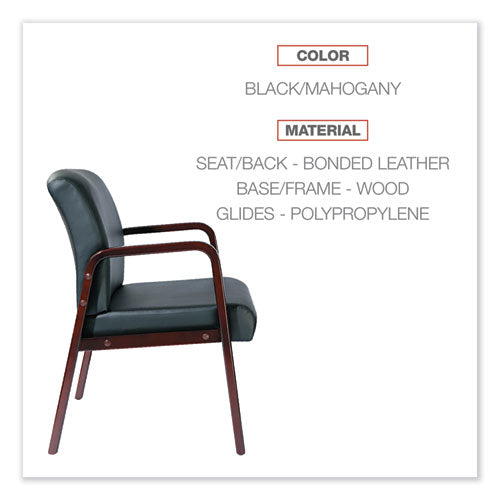 Image of Alera® Alera Reception Lounge WL Series Guest Chair, 24.21" x 24.8" x 32.67", Black Seat, Black Back, Mahogany Base