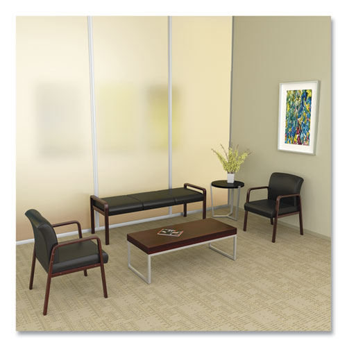 Image of Alera® Alera Reception Lounge WL Series Guest Chair, 24.21" x 24.8" x 32.67", Black Seat, Black Back, Mahogany Base