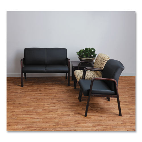 Image of Alera® Alera Reception Lounge WL Series Guest Chair, 24.21" x 24.8" x 32.67", Black Seat, Black Back, Mahogany Base