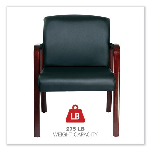 Image of Alera® Alera Reception Lounge WL Series Guest Chair, 24.21" x 24.8" x 32.67", Black Seat, Black Back, Mahogany Base