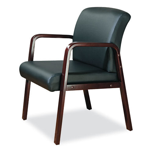 Image of Alera® Alera Reception Lounge WL Series Guest Chair, 24.21" x 24.8" x 32.67", Black Seat, Black Back, Mahogany Base