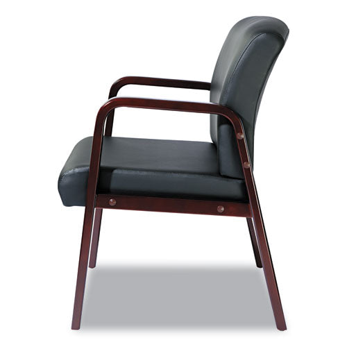 Image of Alera® Alera Reception Lounge WL Series Guest Chair, 24.21" x 24.8" x 32.67", Black Seat, Black Back, Mahogany Base