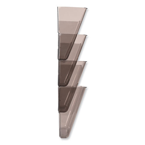 Image of deflecto® DocuPocket Stackable Four-Pocket Wall File, 4 Sections, Letter Size, 13" x 4", Smoke