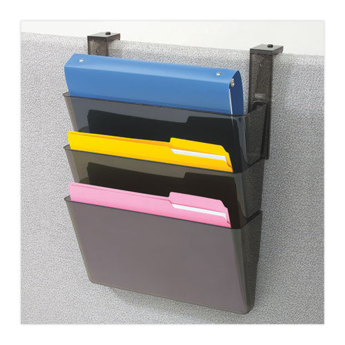 Image of deflecto® DocuPocket Three-Pocket File Partition Set, 3 Sections, Letter Size, 13" x 7" x 20", Smoke, 3/Set