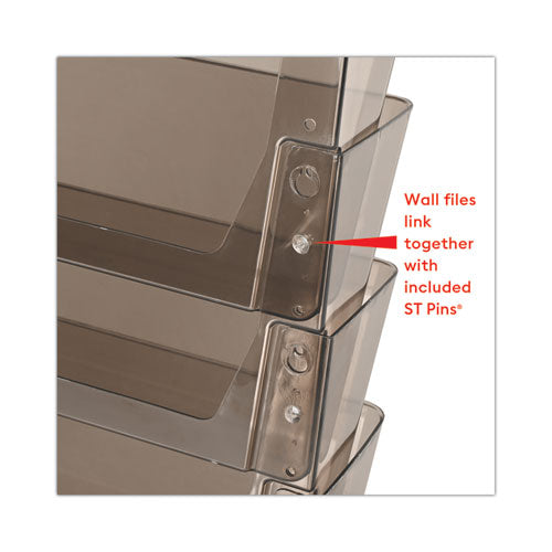 Image of deflecto® DocuPocket Three-Pocket File Partition Set, 3 Sections, Letter Size, 13" x 7" x 20", Smoke, 3/Set
