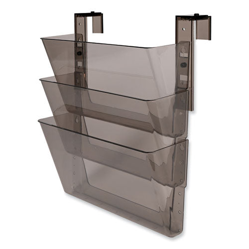 Image of deflecto® DocuPocket Three-Pocket File Partition Set, 3 Sections, Letter Size, 13" x 7" x 20", Smoke, 3/Set