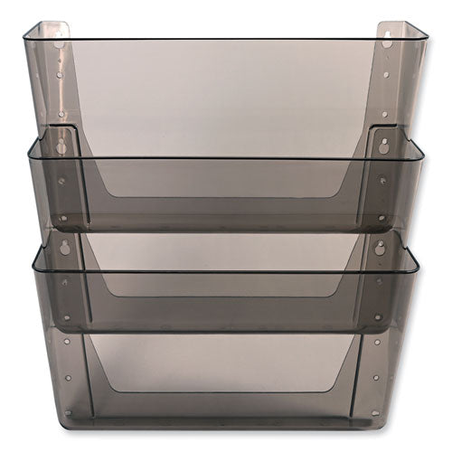 Image of deflecto® DocuPocket Three-Pocket File Partition Set, 3 Sections, Letter Size, 13" x 7" x 20", Smoke, 3/Set