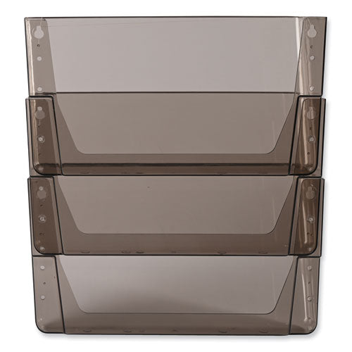 Image of deflecto® DocuPocket Three-Pocket File Partition Set, 3 Sections, Letter Size, 13" x 7" x 20", Smoke, 3/Set