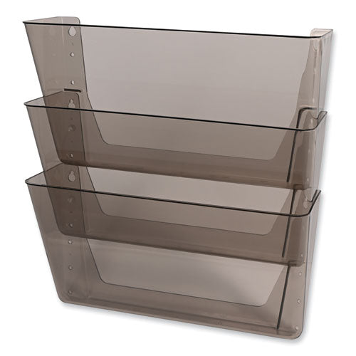 Image of deflecto® DocuPocket Three-Pocket File Partition Set, 3 Sections, Letter Size, 13" x 7" x 20", Smoke, 3/Set