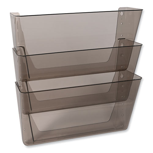 Image of deflecto® DocuPocket Three-Pocket File Partition Set, 3 Sections, Letter Size, 13" x 7" x 20", Smoke, 3/Set