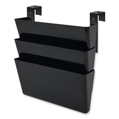 Image of deflecto® DocuPocket Stackable Three-Pocket Partition Wall File, 3 Sections, Letter Size, 13" x 4", Black