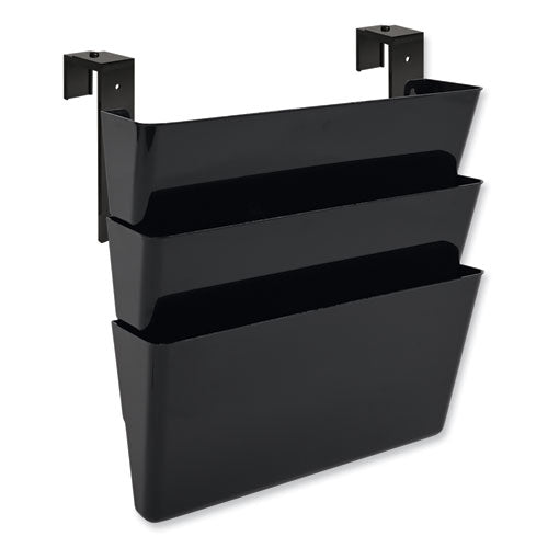 Image of deflecto® DocuPocket Stackable Three-Pocket Partition Wall File, 3 Sections, Letter Size, 13" x 4", Black