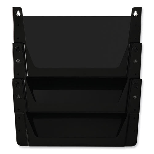 Image of deflecto® DocuPocket Stackable Three-Pocket Partition Wall File, 3 Sections, Letter Size, 13" x 4", Black