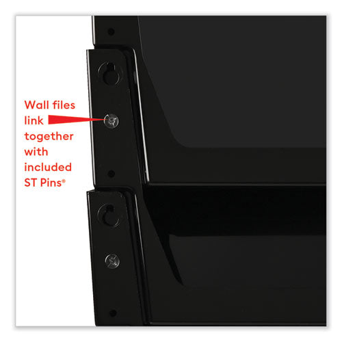 Image of deflecto® DocuPocket Stackable Three-Pocket Partition Wall File, 3 Sections, Letter Size, 13" x 4", Black
