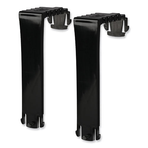 Image of deflecto® Two Break-Resistant Plastic Partition Brackets, For 2.63 to 4.13 Wide Partition Walls, Black, 2/Pack