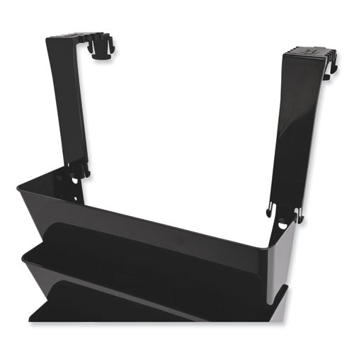 Image of deflecto® Two Break-Resistant Plastic Partition Brackets, For 2.63 to 4.13 Wide Partition Walls, Black, 2/Pack