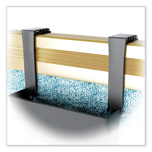 Image of deflecto® Two Break-Resistant Plastic Partition Brackets, For 2.63 to 4.13 Wide Partition Walls, Black, 2/Pack