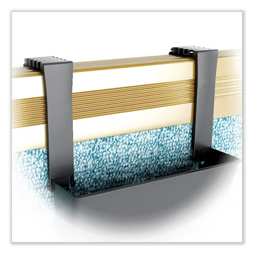 Image of deflecto® Two Break-Resistant Plastic Partition Brackets, For 2.63 to 4.13 Wide Partition Walls, Black, 2/Pack
