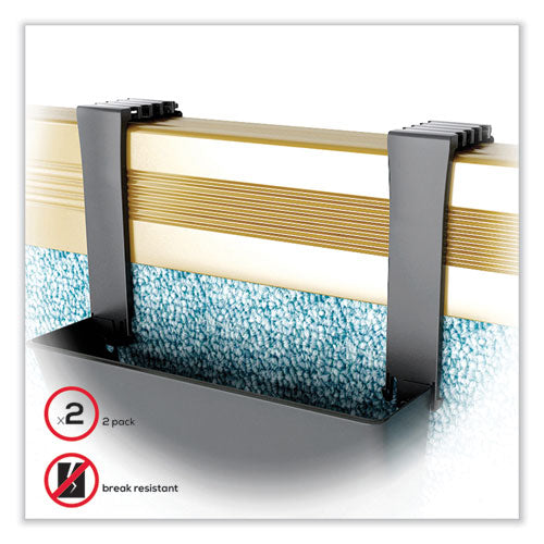 Image of deflecto® Two Break-Resistant Plastic Partition Brackets, For 2.63 to 4.13 Wide Partition Walls, Black, 2/Pack