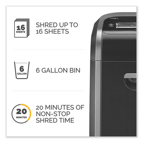 Image of Fellowes® Powershred 79ci 100% Jam Proof Cross-Cut Shredder, 16 Manual Sheet Capacity