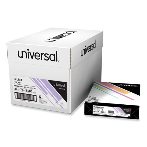 Image of Universal® Deluxe Colored Paper, 20 lb Bond Weight, 8.5 x 11, Orchid, 500 Sheets/Ream, 10 Reams/Carton
