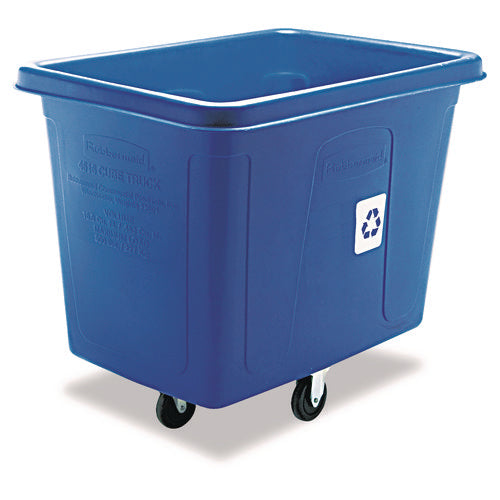 Image of Rubbermaid® Commercial Recycling Cube Truck, 120 gal, 500 lb Capacity, Polyethylene, Blue