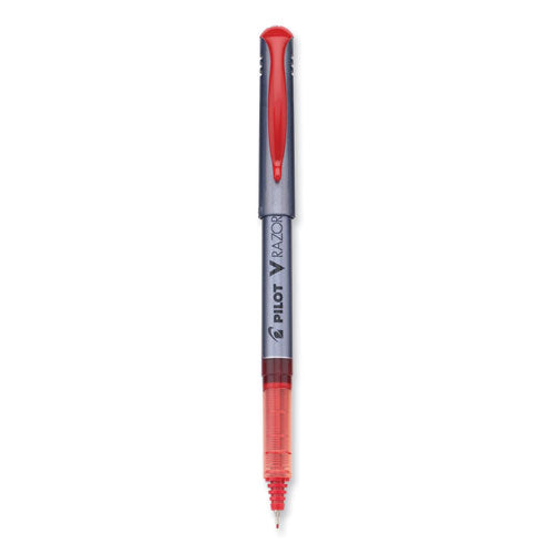Image of Pilot® V Razor Point Liquid Ink Porous Point Pen, Stick, Extra-Fine 0.5 mm, Red Ink, Gray/Translucent Red Barrel, Dozen