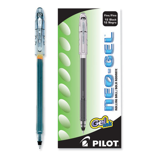 Image of Pilot® Neo-Gel Gel Pen, Stick, Fine 0.7 Mm, Black Ink, Black Barrel, Dozen