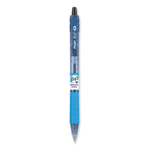 Image of Pilot® B2p Bottle-2-Pen Recycled Ballpoint Pen, Retractable, Medium 1 Mm, Black Ink, Translucent Blue Barrel, Dozen