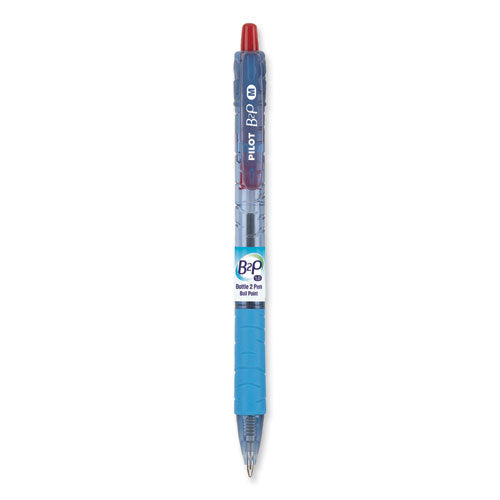Image of Pilot® B2p Bottle-2-Pen Recycled Ballpoint Pen, Retractable, Medium 1 Mm, Red Ink, Translucent Blue Barrel, Dozen
