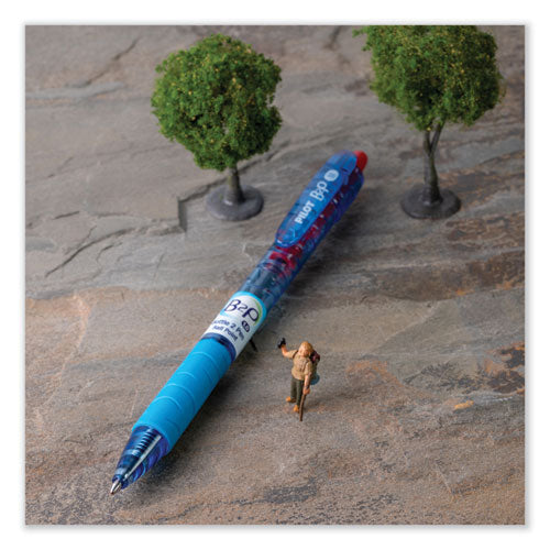 Image of Pilot® B2p Bottle-2-Pen Recycled Ballpoint Pen, Retractable, Medium 1 Mm, Red Ink, Translucent Blue Barrel, Dozen