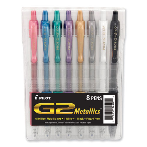 Image of Pilot® G2 Metallics Gel Pen, Retractable, Fine 0.7 Mm, Assorted Ink And Barrel Colors, 8/pack