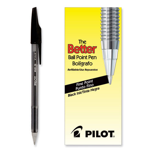 Image of Pilot® Better Ballpoint Pen, Stick, Fine 0.7 Mm, Black Ink, Smoke Barrel, Dozen