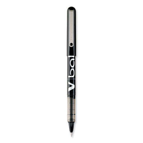 Image of Pilot® VBall Liquid Ink Rollerball Pen, Stick, Extra-Fine 0.5 mm, Black Ink, Black/Clear Barrel, Dozen