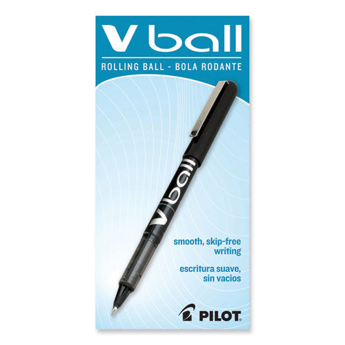 Image of Pilot® VBall Liquid Ink Rollerball Pen, Stick, Extra-Fine 0.5 mm, Black Ink, Black/Clear Barrel, Dozen