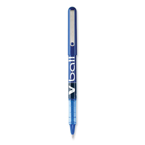 Image of Pilot® VBall Liquid Ink Rollerball Pen, Stick, Extra-Fine 0.5 mm, Blue Ink, Blue/Clear Barrel, Dozen