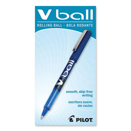 Image of Pilot® VBall Liquid Ink Rollerball Pen, Stick, Extra-Fine 0.5 mm, Blue Ink, Blue/Clear Barrel, Dozen