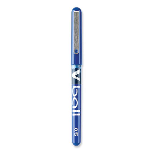 Image of Pilot® VBall Liquid Ink Rollerball Pen, Stick, Extra-Fine 0.5 mm, Blue Ink, Blue/Clear Barrel, Dozen