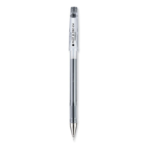 Image of Pilot® G-TEC-C Ultra Gel Pen, Stick, Ultra-Fine 0.4 mm, Black Ink, Clear/Black Barrel, Dozen