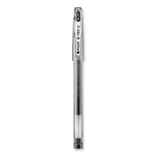 Image of Pilot® G-TEC-C Ultra Gel Pen, Stick, Ultra-Fine 0.4 mm, Black Ink, Clear/Black Barrel, Dozen